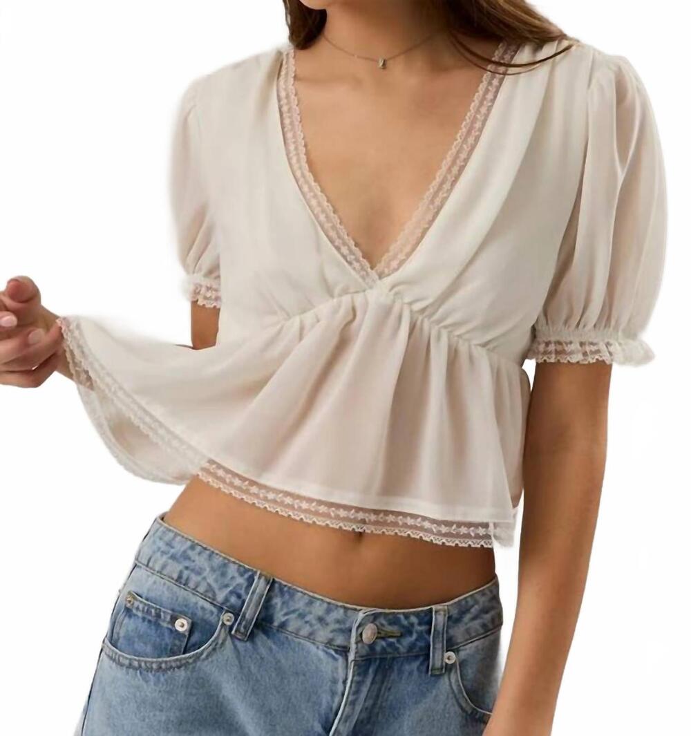 NEW LE LIS eloise babydoll top in white